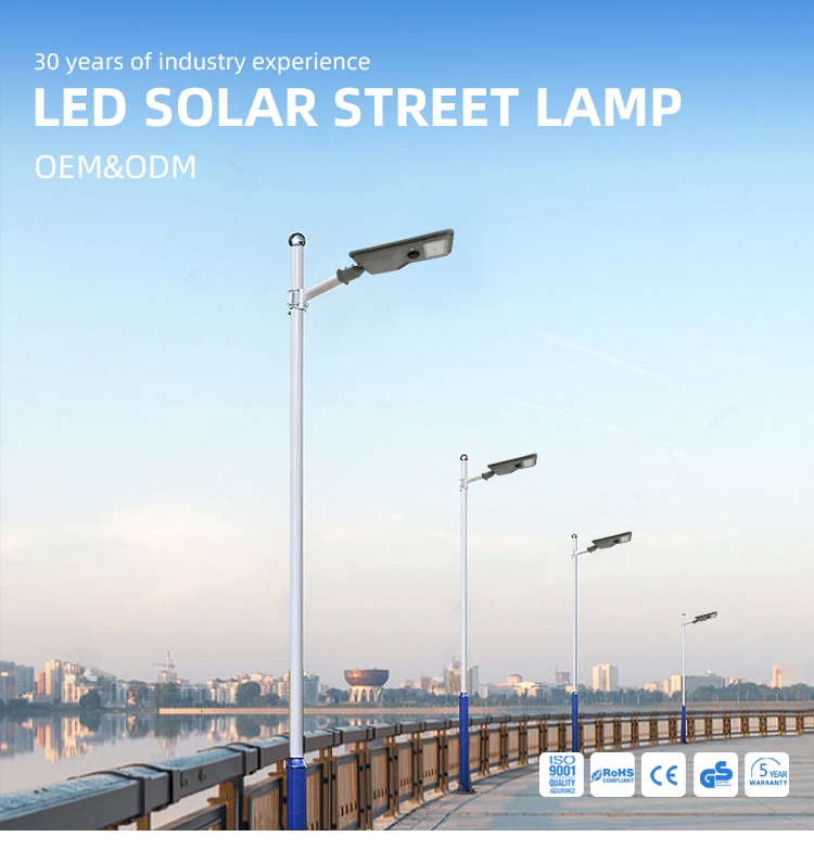 CRI Ra 70 Solar Panel 220V Outdoor Waterproof IP66 Dark Grey Solar Led Street Lighting