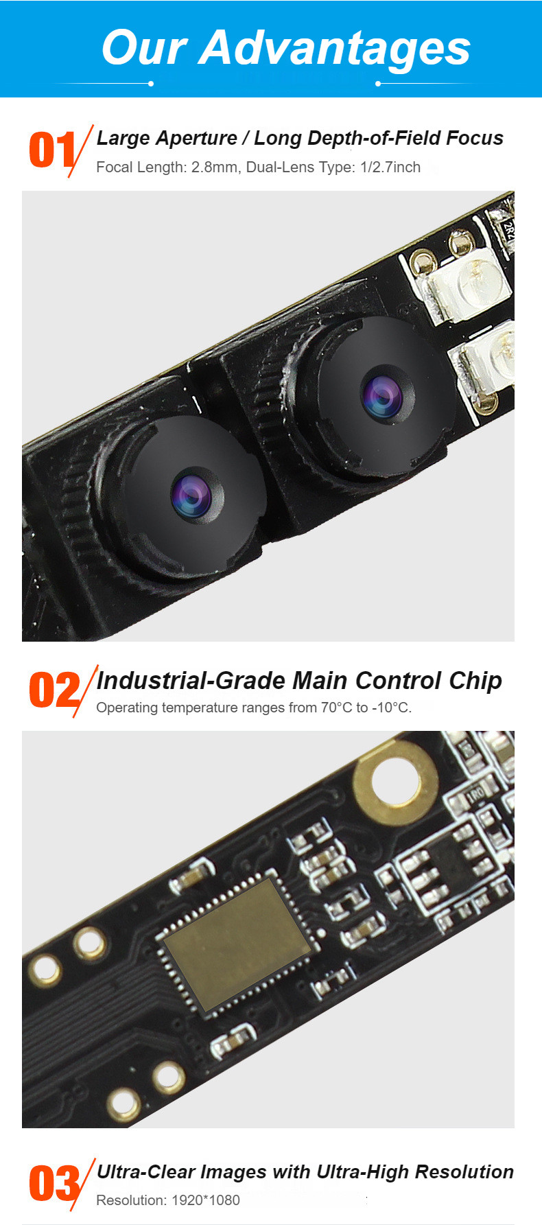 HK2M-H181 High Definition 1080P USB Driver-Free Binocular Wide Dynamic Range Camera Module