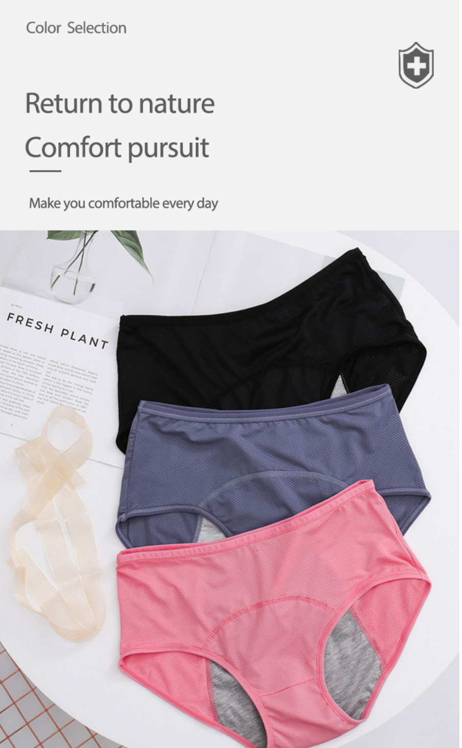 Plus Size Period Panties Underwear Heavy Flow L-8XL 3 Layer Reusable Elastic Leak Proof