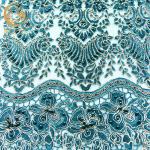 Forest Green 3D Embroidery Lace Fabric African Beaded For Garment