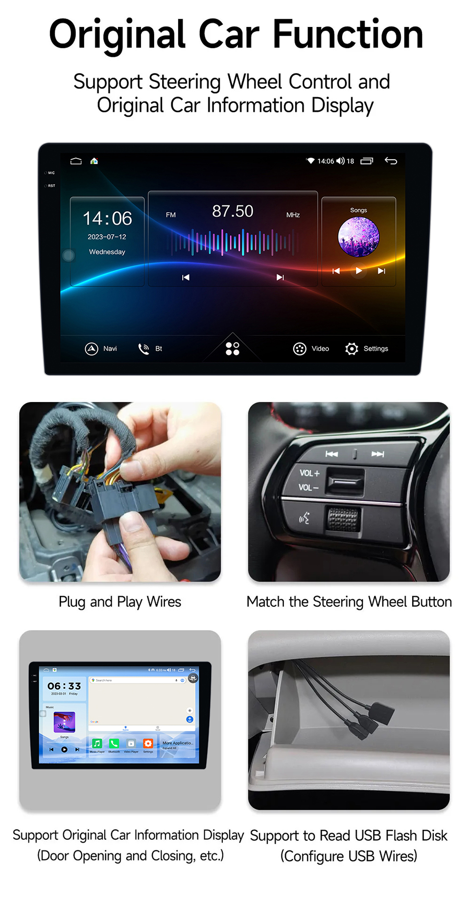 9''/10'' CarPlay Android 12.0 Car Navigation GPS Audio Stereo for Universal Car Fitment