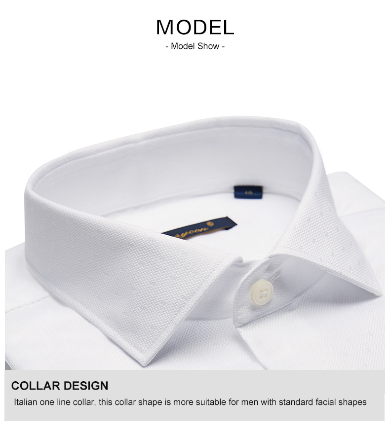 Adult Formal Windsor Collar Shirt Iron-Free Slim-Fit White Long-Sleeved Business Casual