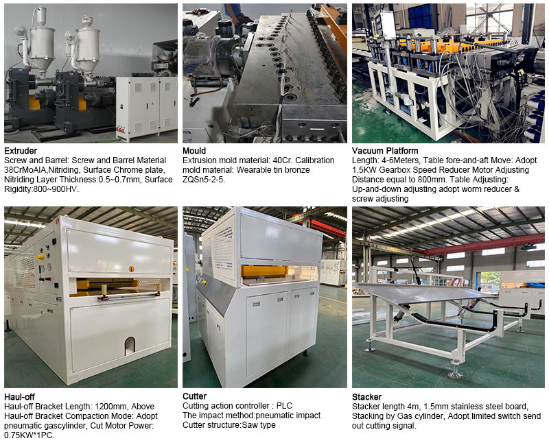 600mm 55kw PVC Floor And Door Frame Making Machine Double Screw Plastic Extruder