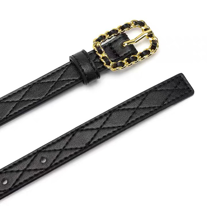 BRACHI Stitching Women's Fashion Leather Belts Hollow Chain Buckle
