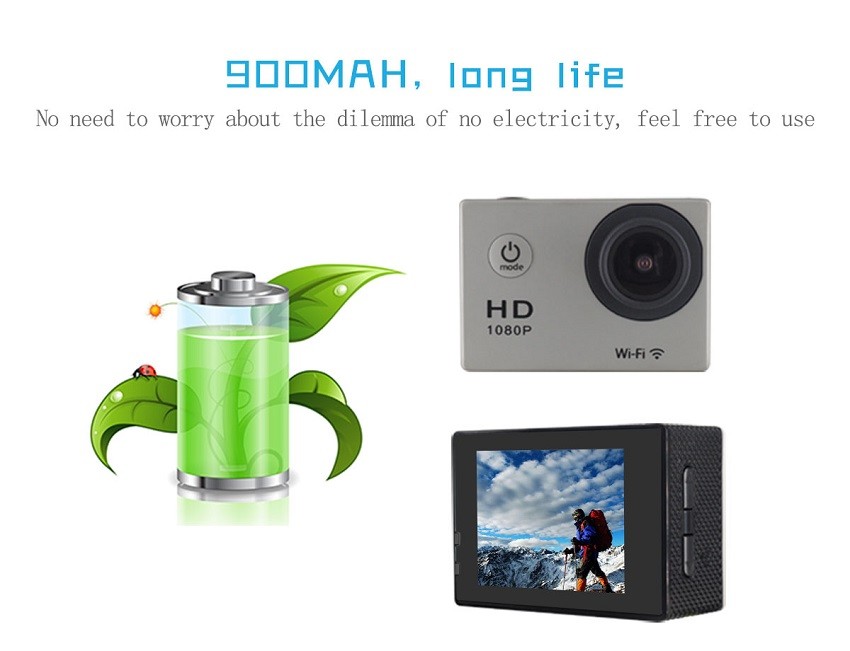 400mah Action Pro 1080p Sports Camera Helmet 3.7v DV Body 120 Degree H62