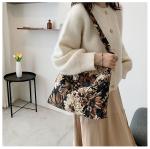 LARGE CAPACITY WOMEN'S BAG FRENCH SIMPLE CANVAS BAG OIL PAINTING NATIONAL STYLE