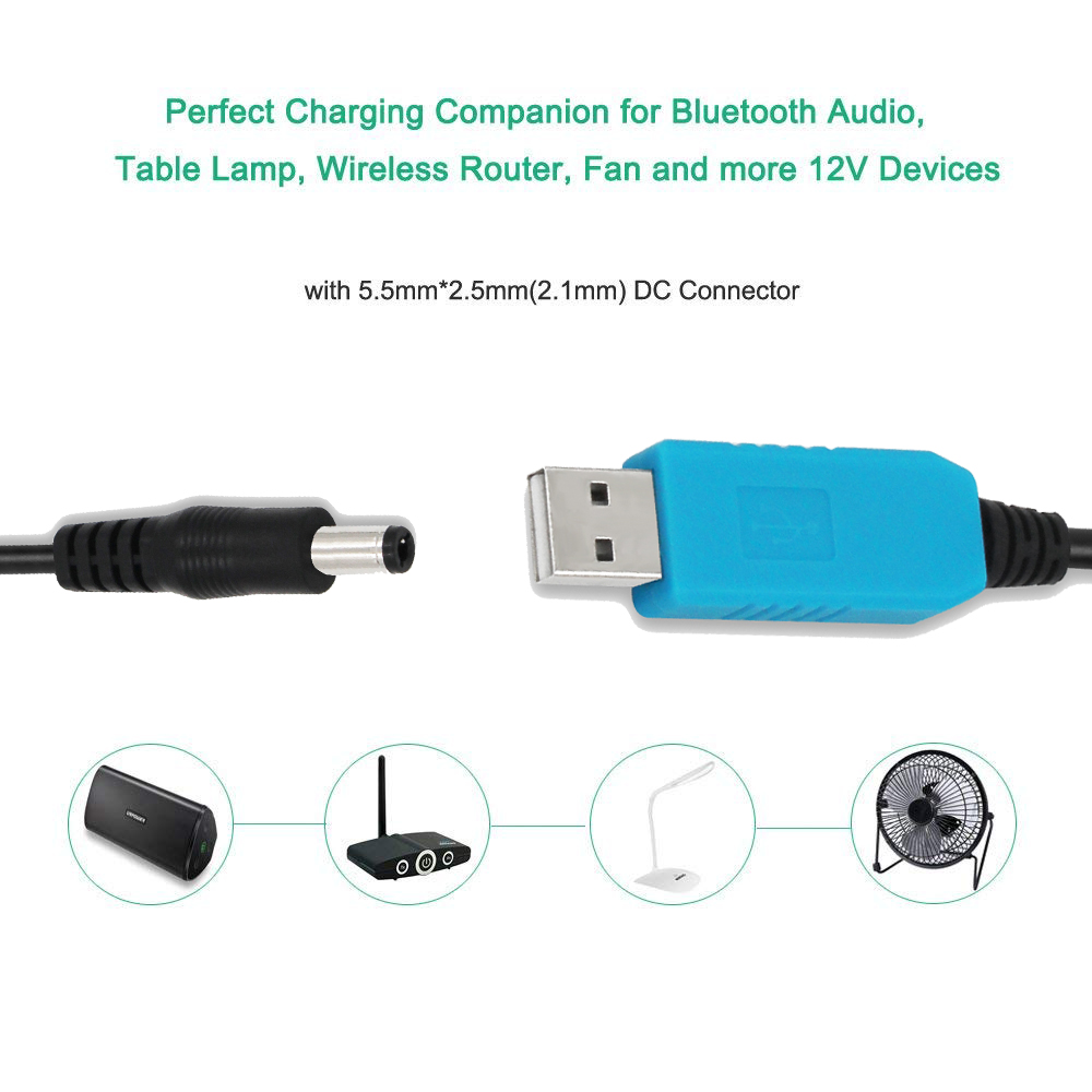 White 3A 2.1mm 5 Volt To 9 Volt Usb Converter For USB Voltage Cable