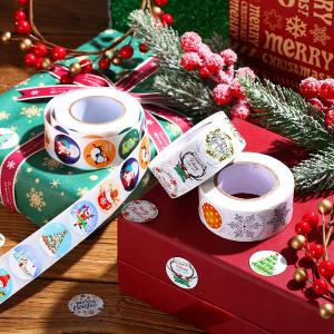 Quality Scratch Off CMYK Round Sticker Labels Merry Christmas And Happy New Year Stickers wholesale