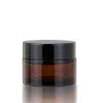 Black Refillable Glass Cream Jars 15g 20g 30g 50g 100g Round Small Amber Glass