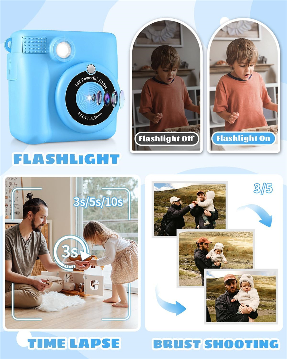 X11S Mini Dual Lens Kids Camera 1080P Bunny Cartoon Children Camera Adorable Toy Kids Selfie Digital Camera As Gift Prize