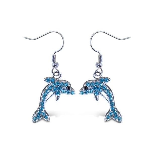 1Puzzled Sparkling Dolphin Necklace and Earrings Set Charming Necklace and Earring Set - Ocean