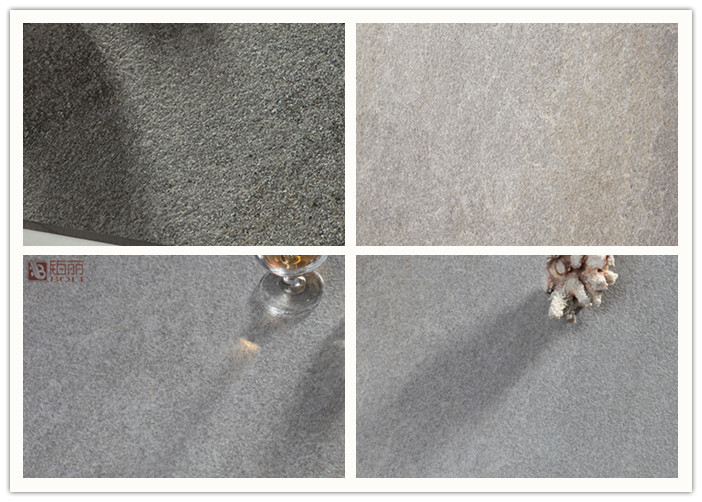 Glazed Stone Effect Porcelain Kitchen Floor Tiles Concave Convex Pattern Surface Bathroom Ceramic Tile