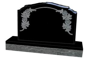 Quality American style black granite headstones with rose carving wholesale