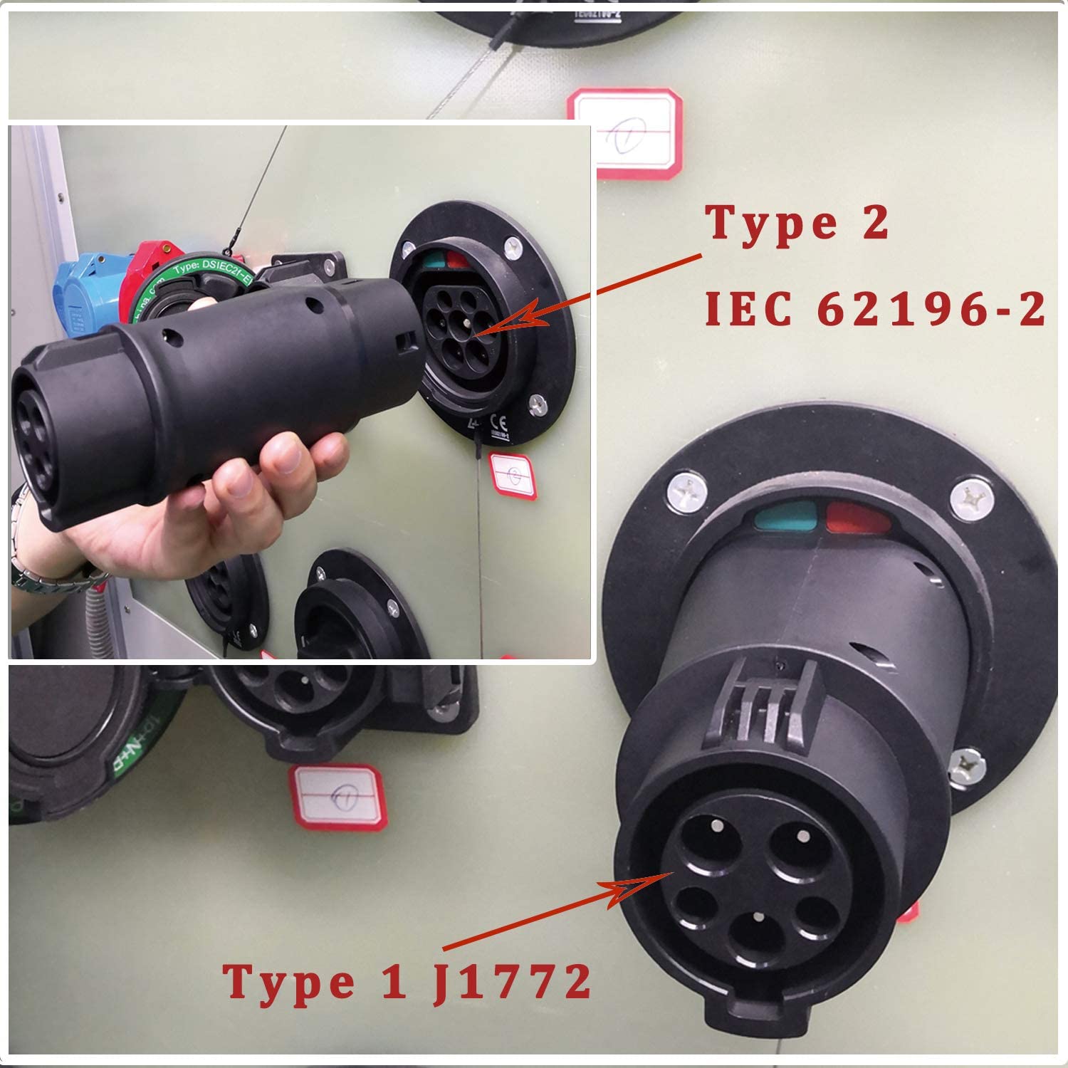 Type 1 to Type 2 EV Adapter 32A SAE J1772 for Replace / Repair