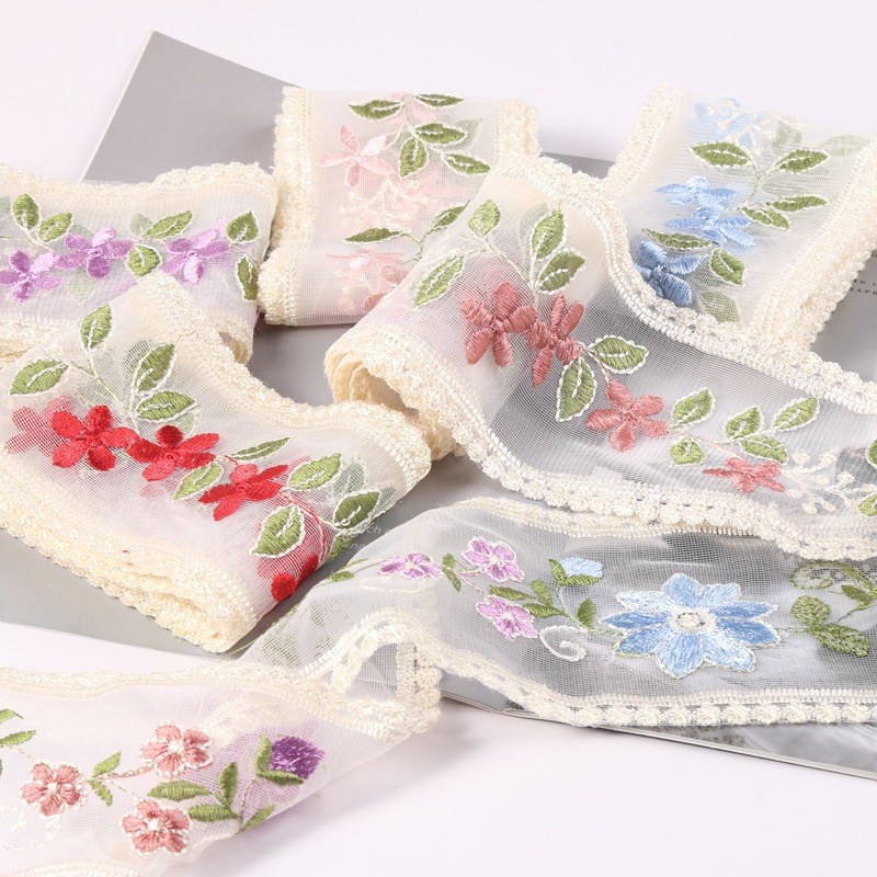 Embroidery Wired Organza Ribbon 85mm Single Face Printed Organza Ribbon