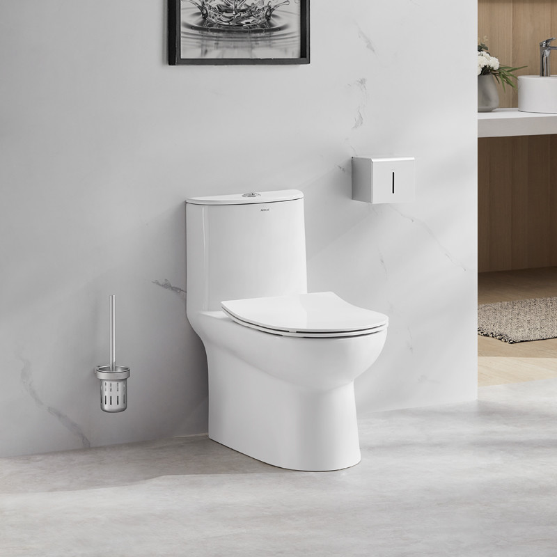 Dual Flush Elongated One Piece Toilet 1.3Gpf Modern Ceramic Material