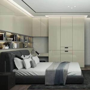 Quality Solid Wood Auto Swing Door Wardrobe White Anti Fouling Shaker Design wholesale