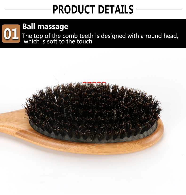 Customizable Logo Wooden Boar Bristle Hair Brush For Women Thick Long Hair Set