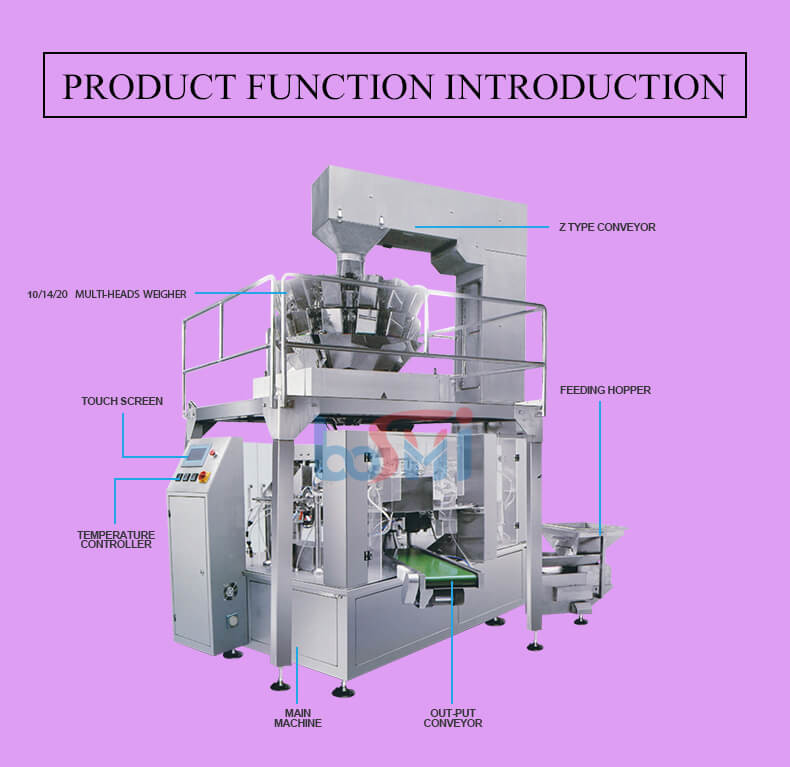 Automatic Pet Food Dried Fruit Doypack Packing Machine With Zipper