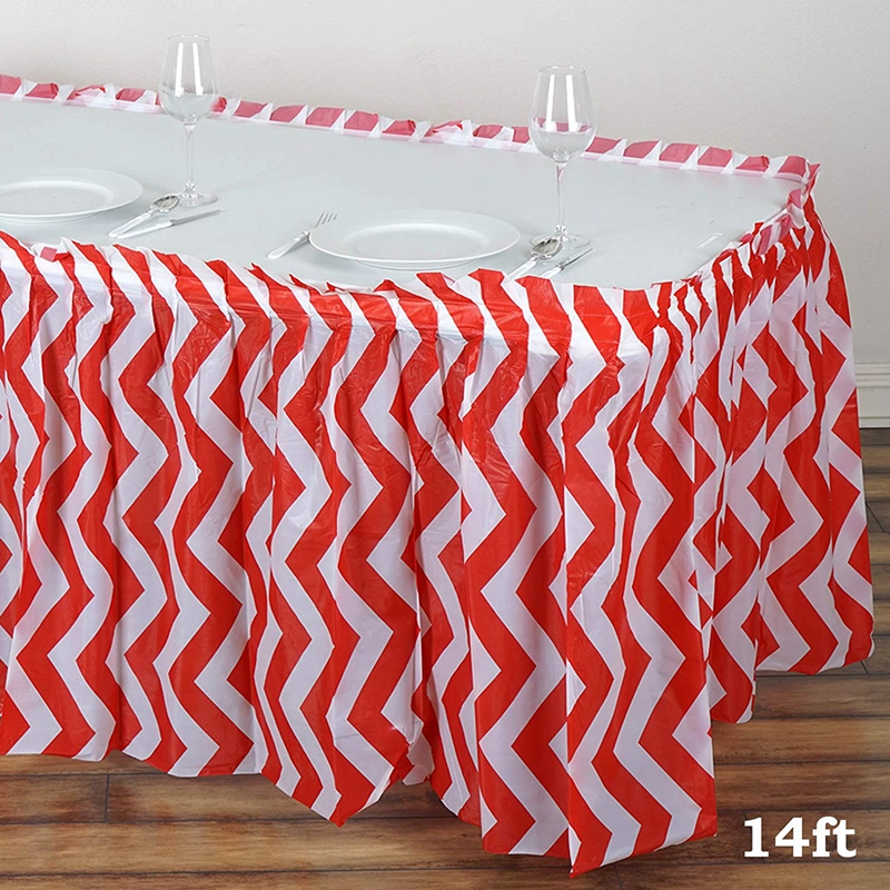 Modern Disposable Plastic Table Skirts For Dessert / Buffet Table Decoration
