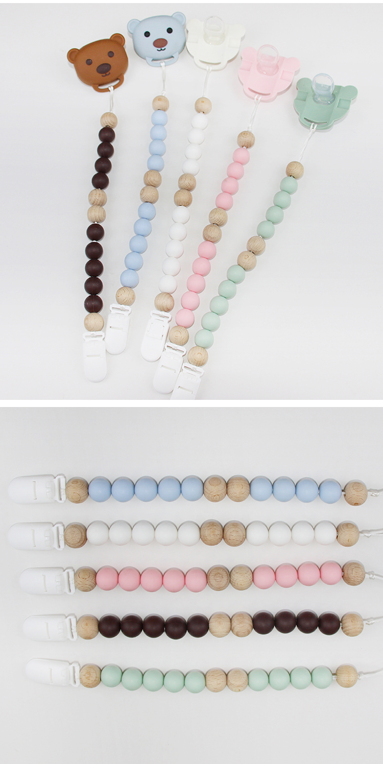 Food Grade Silicone Baby Pacifier Chain With Cute Animal panda Shape