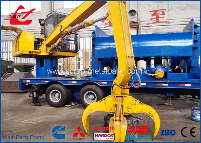 Tailer Mobile Scrap Baler Logger Hydraulic Baling Press Automatic Feeding and Discharding