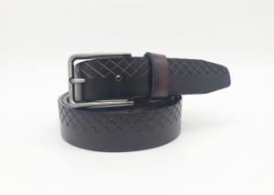 Quality Brushed Gunmetal Diamond Embossed Belt Casual Jeans Belt For Men 1-1/4 Inches wholesale