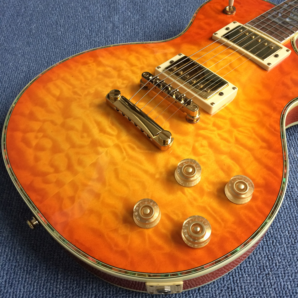 New style high-quality custom LP electric guitar, Flame Maple Top electric guitar with Gold hardware, free shipping
