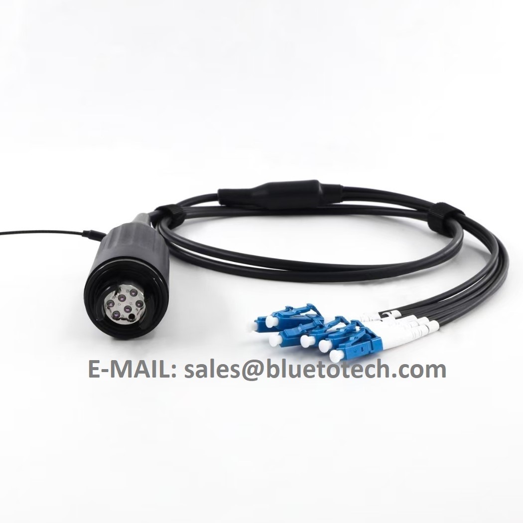 Fiber Optic Cable Expanded Beam Connector to LC 6Core Plug Socket Terminated harsh environment Armored field Fiber Optic Patch Cord