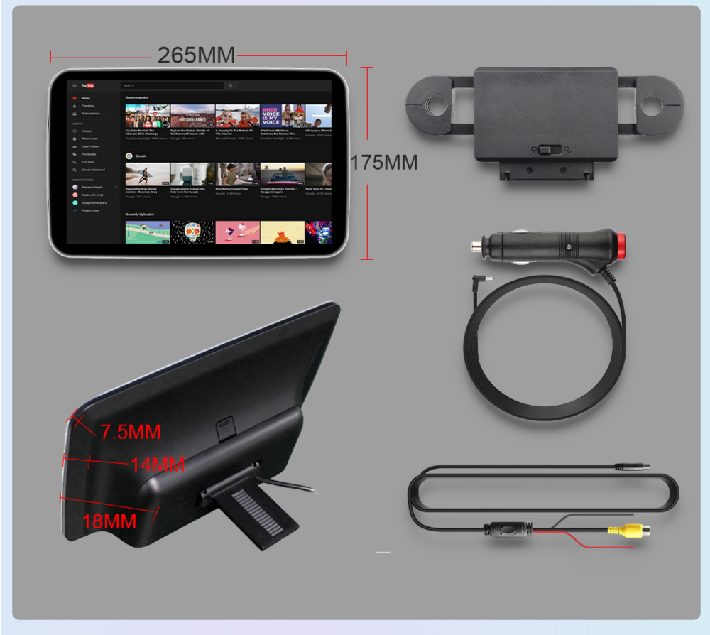 IPS Android Tablet Touch Screen Car Rear Seat Player Online Video Play Store AUX Port