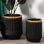 Customized logo decoration garden succulent plant pots luxury black gold ceramic