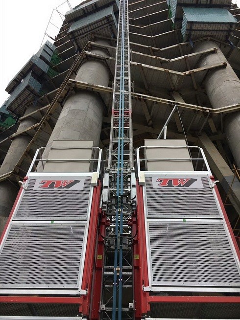 Intelligent SC200/200 58m/Min Building Material Hoist In Construction Site