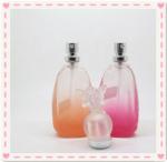 Engraving Surface Refillable Glass Perfume Bottle , Glass Perfume Round Bottle