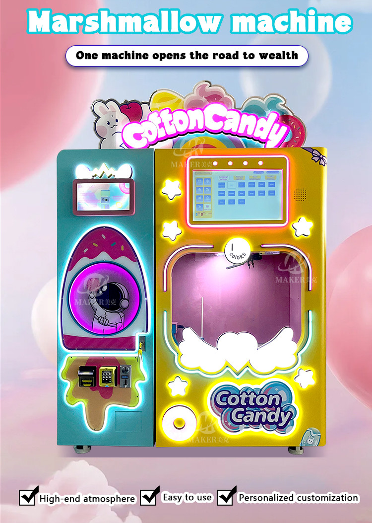 Professional Sweet Cotton Candy Sugar Robot Candy Floss Vending Automatic Machine for Commercial Dispenser Vending