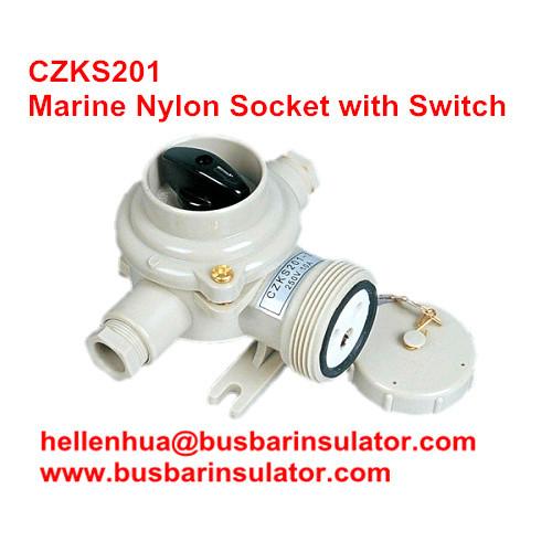 10A marine nylon watertight receptacles with switchCZKS201 1144/2/FS IP56