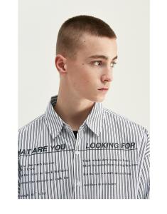 Quality Turn Down Collar Business Long Sleeve Men Shirts White Shirt With Black Stripes wholesale