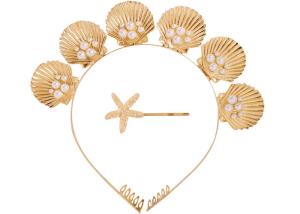 Quality Hot sale fashion alloy pearl sea shell headbands hairpin girls headbands headwear accessories wholesale