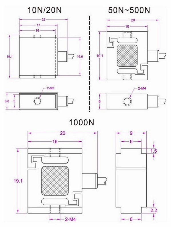 miniature force transducer 1000N