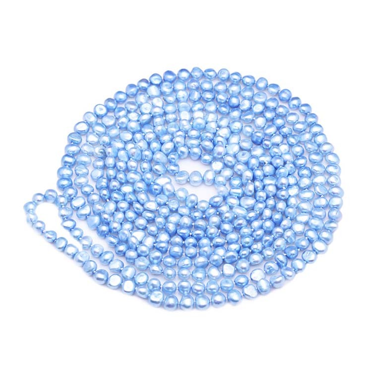 Purple 7-8mm Freshwater Cultured Baroque Shape Pearls Necklace 100 Inches(FN08281BLUE)