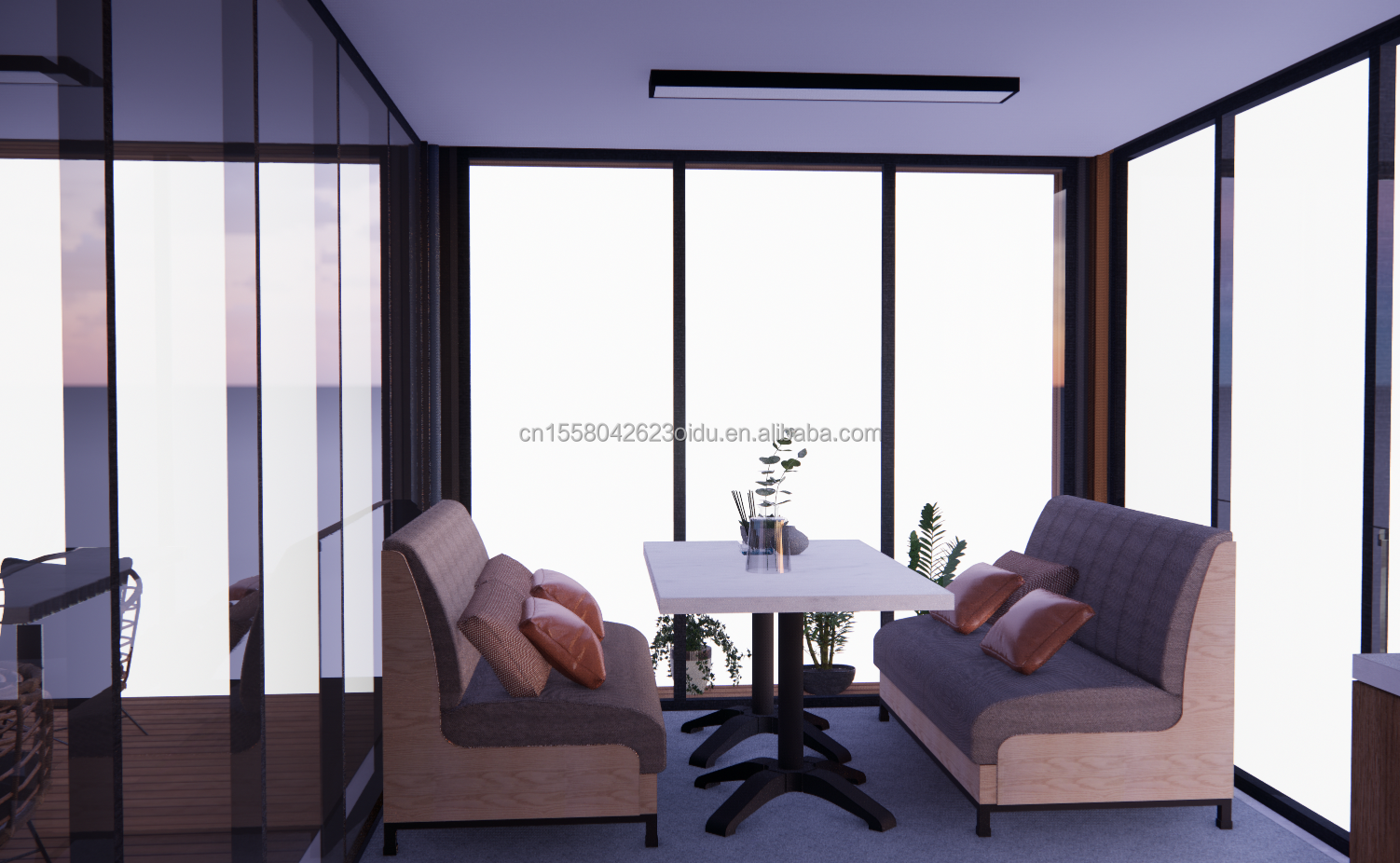 2 Bedrooms Prefabricated Tiny Home Made of Steel Material for Modern Design Wooden Residential Home in Outdoor Office
