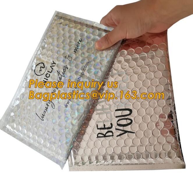 Cosmetic Pink Slider Padded Bag/Silver k Bag With Bubble,Padded Envelopes Cheap Aluminium Foil k Holographic