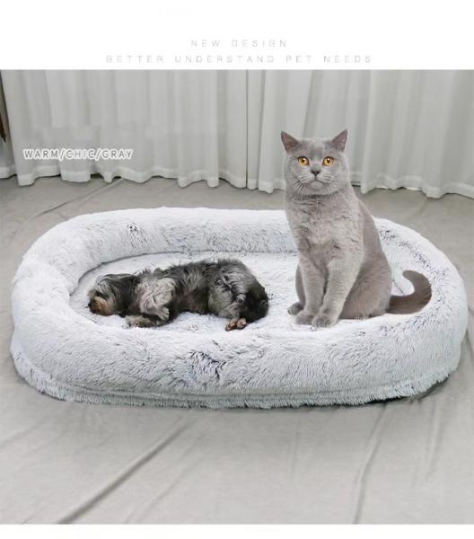 Manufacture 160cm Non-Slip Washable Long Plush Giant Fluffy Pet Bed For Cat Dog