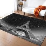 Retro Paris Tower Pink Flower Carpet with Printed Crawling Pad