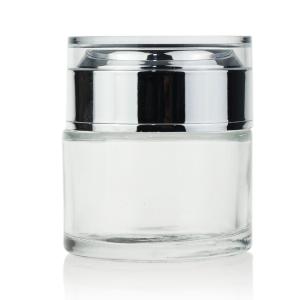 Quality Factory Price Wholesale Clear Cream Cosmetic Container Glass 50ml Cosmetic Jar wholesale