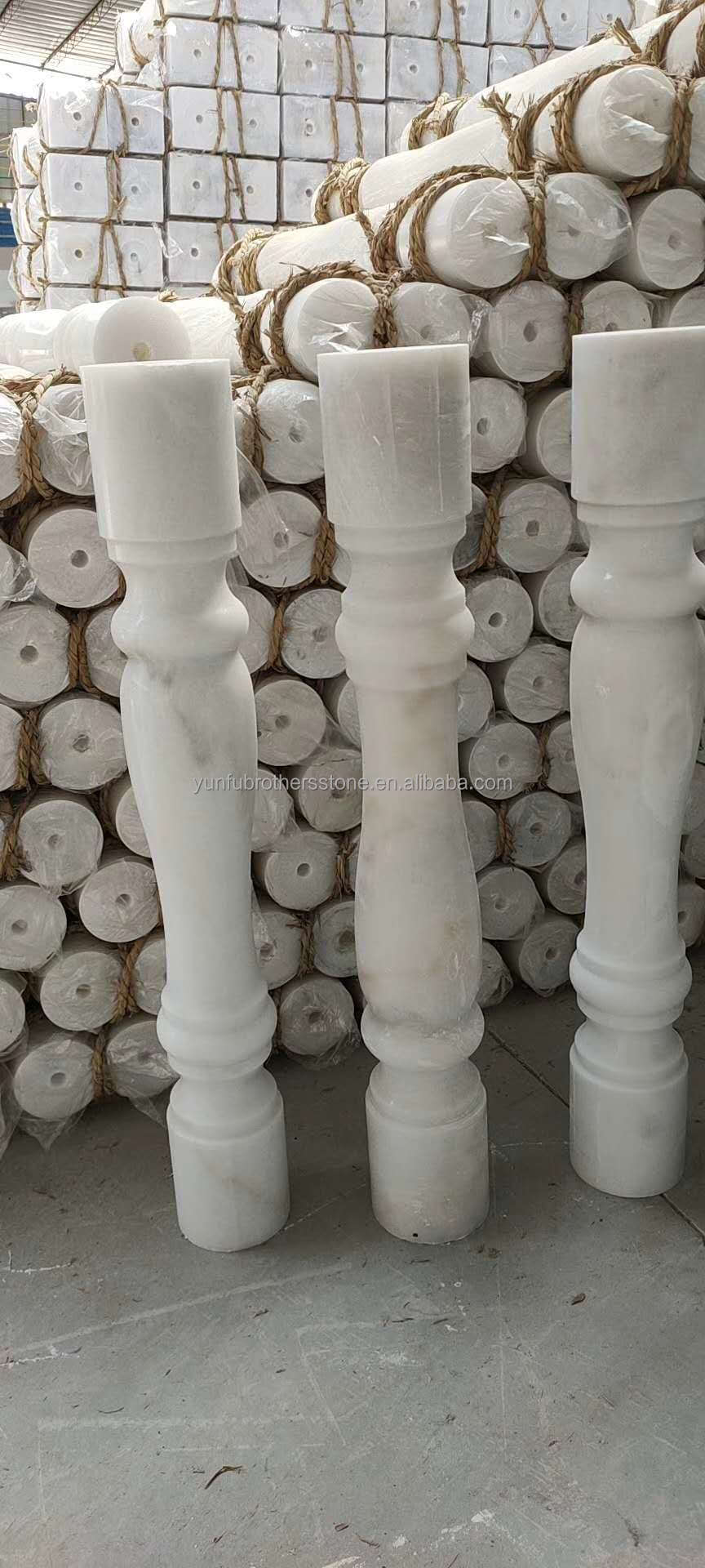 Polished Surface Finished Handrail Column for Home Decorations in Guangxi White Marble