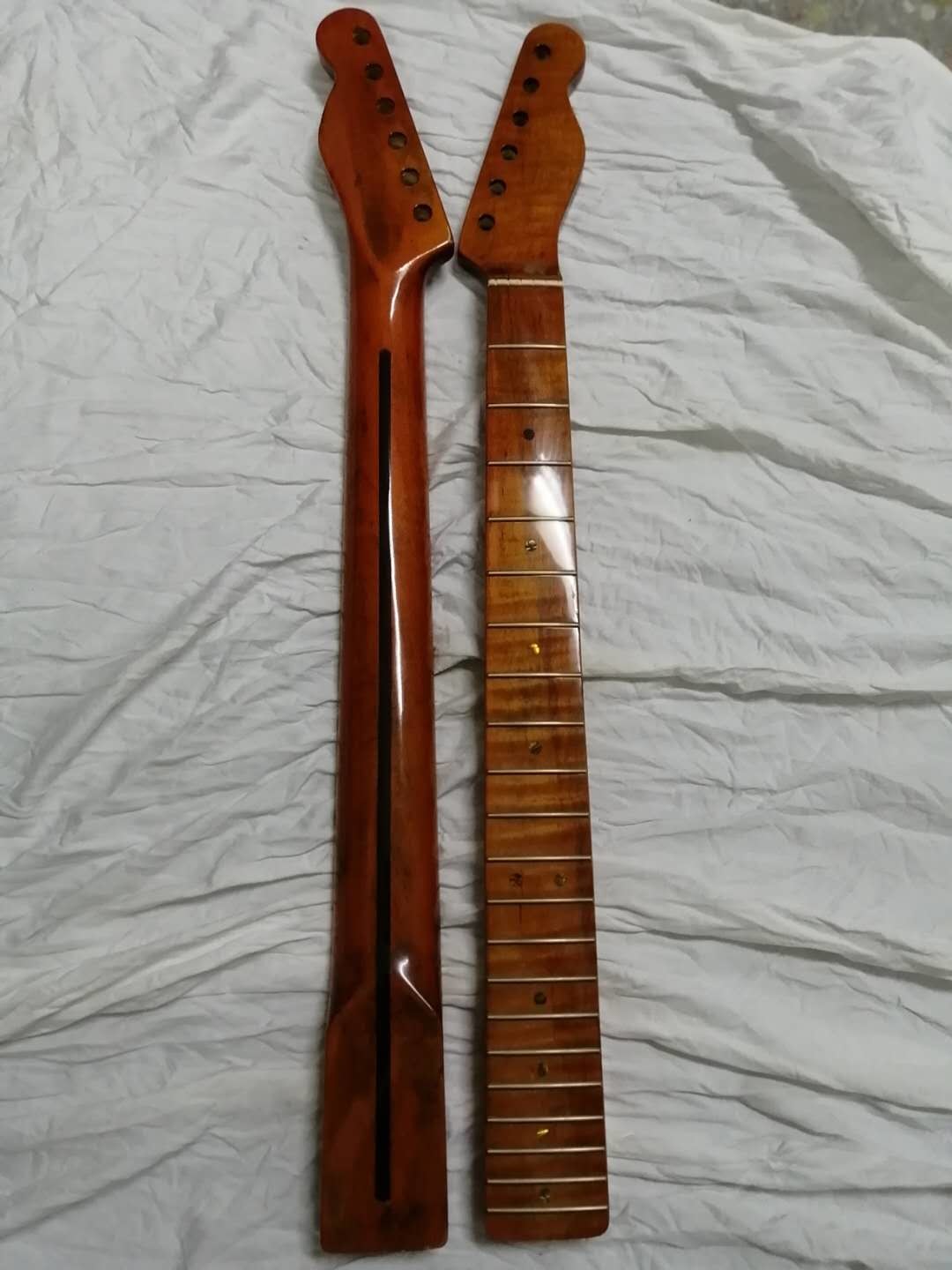 Custom Grand 22 Fret Roasted Maple Electric Guitar Neck for Handmade Tele Guitar Kits Gloss Finished with Bone Nut