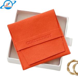 Quality Jewelry bag Custom logo Envelope Elastic drawstring design suede velvet microfiber bag wholesale