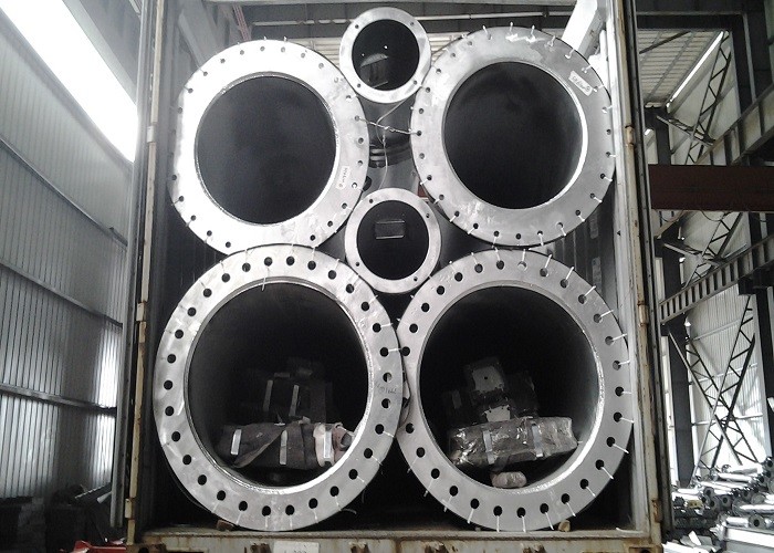 5 - 100m Monopole Steel Structure Tower Four - Leg Welded Long Lifespan