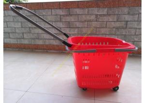 Quality Stackable Plastic Shopping Basket With Wheels For Grocery / Supermarket SGS wholesale
