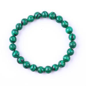Quality Elastic Natural Green Malachite Anti Anxiety Healing Bead Bracelet wholesale